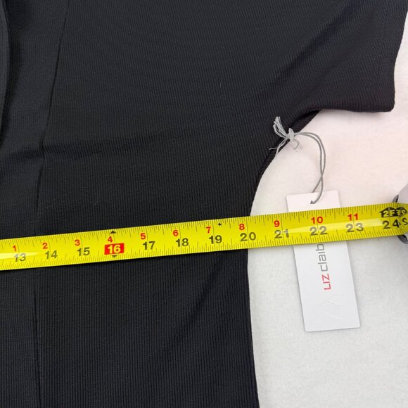 NWT Liz Claiborne Women's Open Front Short Sleeve Black Cardigan Sweater Size M - Picture 8 of 11